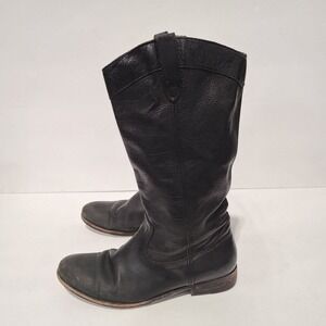 FRYE Melissa Pull On Black Leather Boots Size 6.5 B